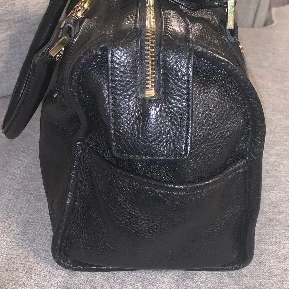 Tory Burch Black Pebbled Leather Satchel with Gold-Tone Logo Purse 👛 - Picture 11 of 17